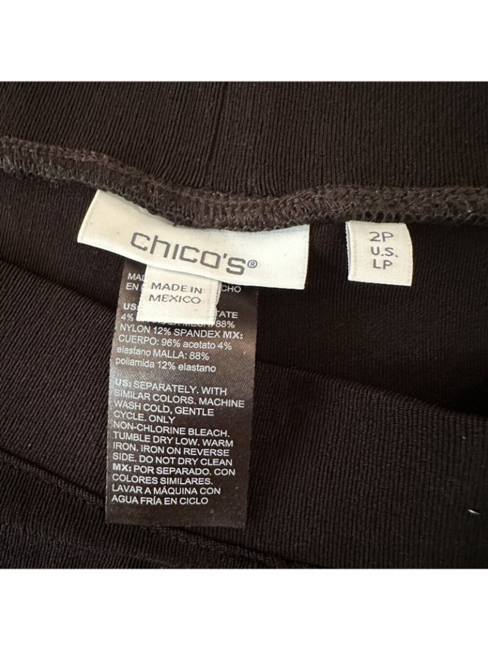 Chico's Black Wide Leg Pull On Cropped Pants Slinky Women's Large Petite LP - Picture 2 of 5